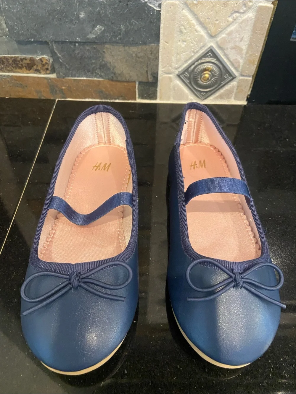 H&M Navy Blue Girls Mary Jane Ballet Flats with Bow